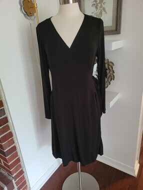 Hot Milk Lingerie Classic Black Long-Sleeve Wrap Nursing Dress Robe Large
